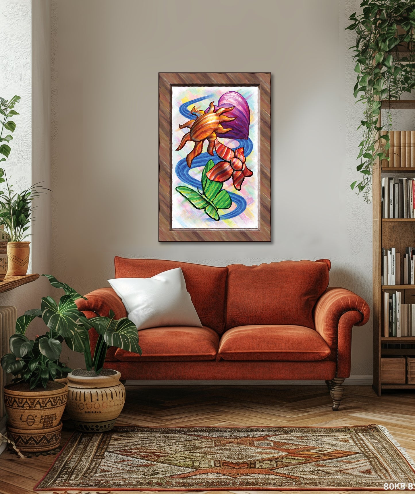 Heart Sun Flower Butterfly - Version 2