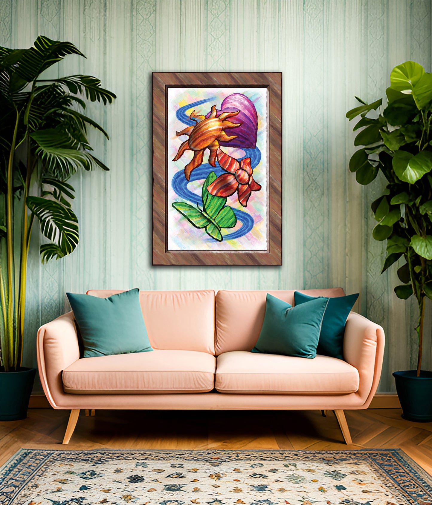 Heart Sun Flower Butterfly - Version 2