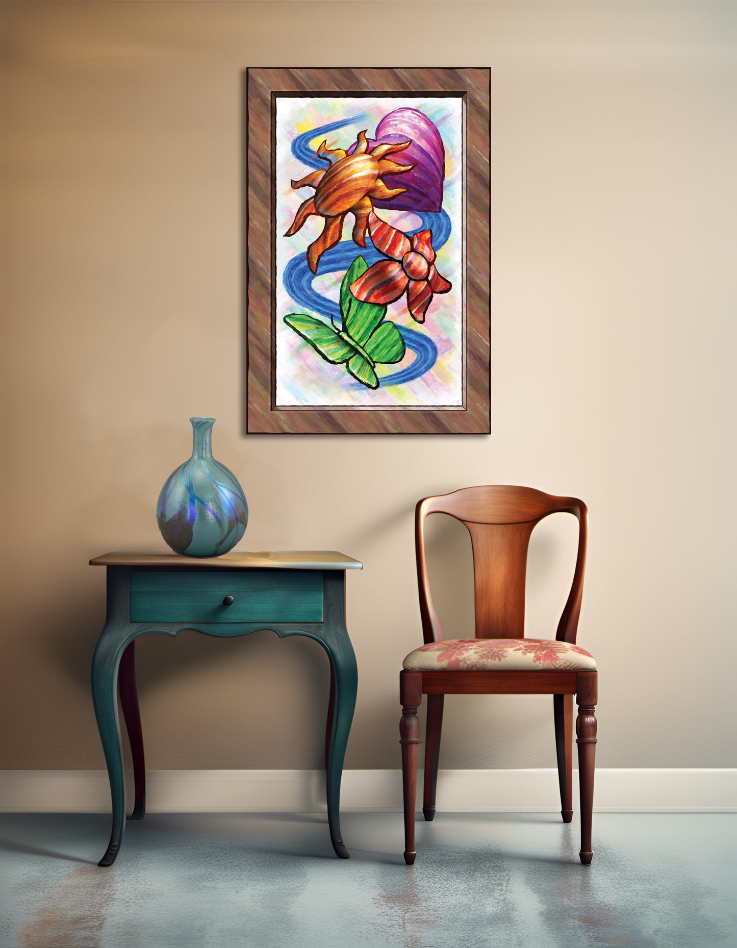 Heart Sun Flower Butterfly - Version 2