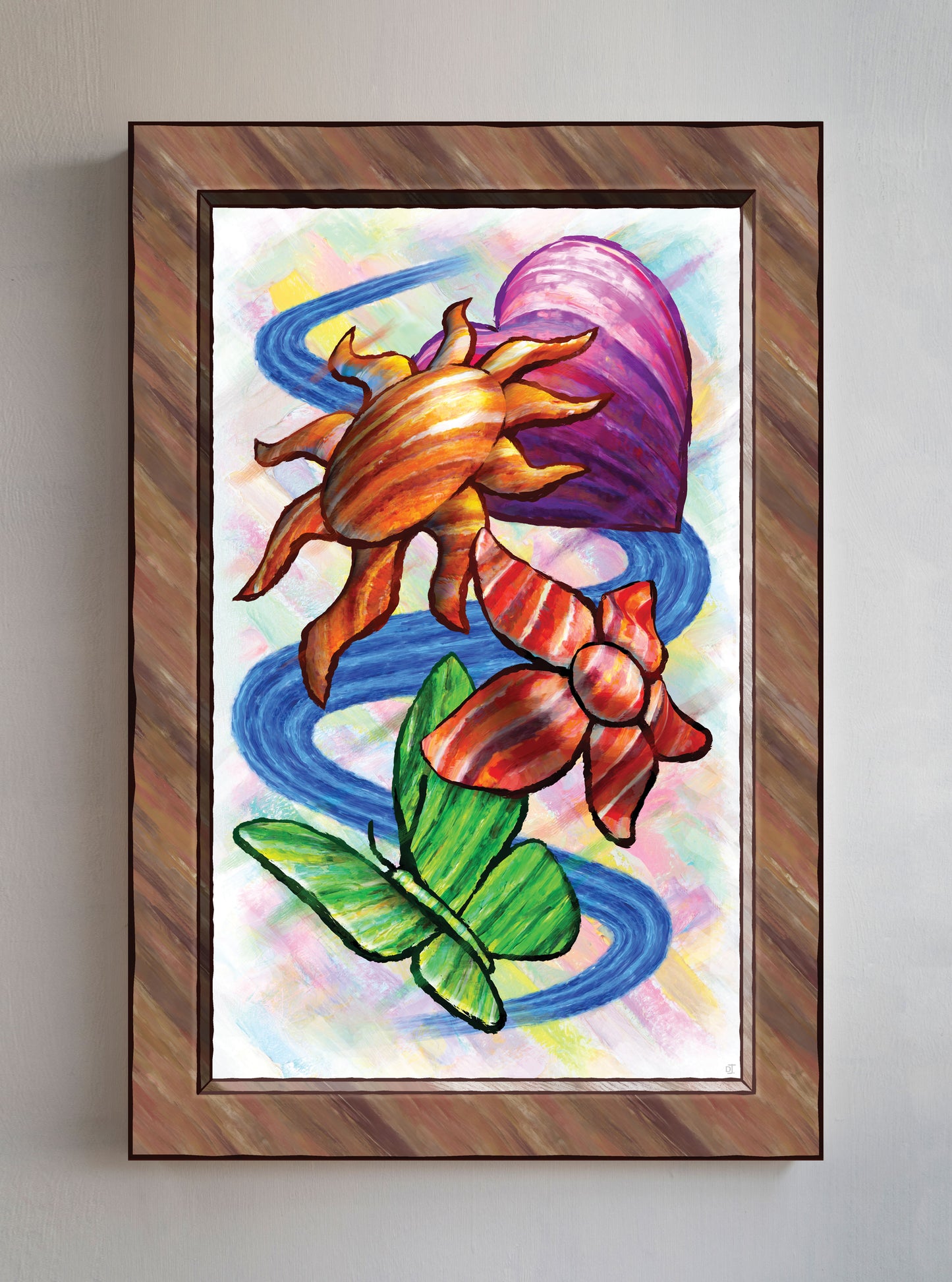 Heart Sun Flower Butterfly - Version 2