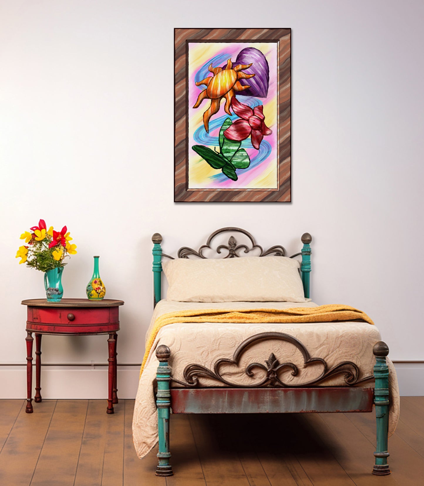 Heart Sun Flower Butterfly - Version 1