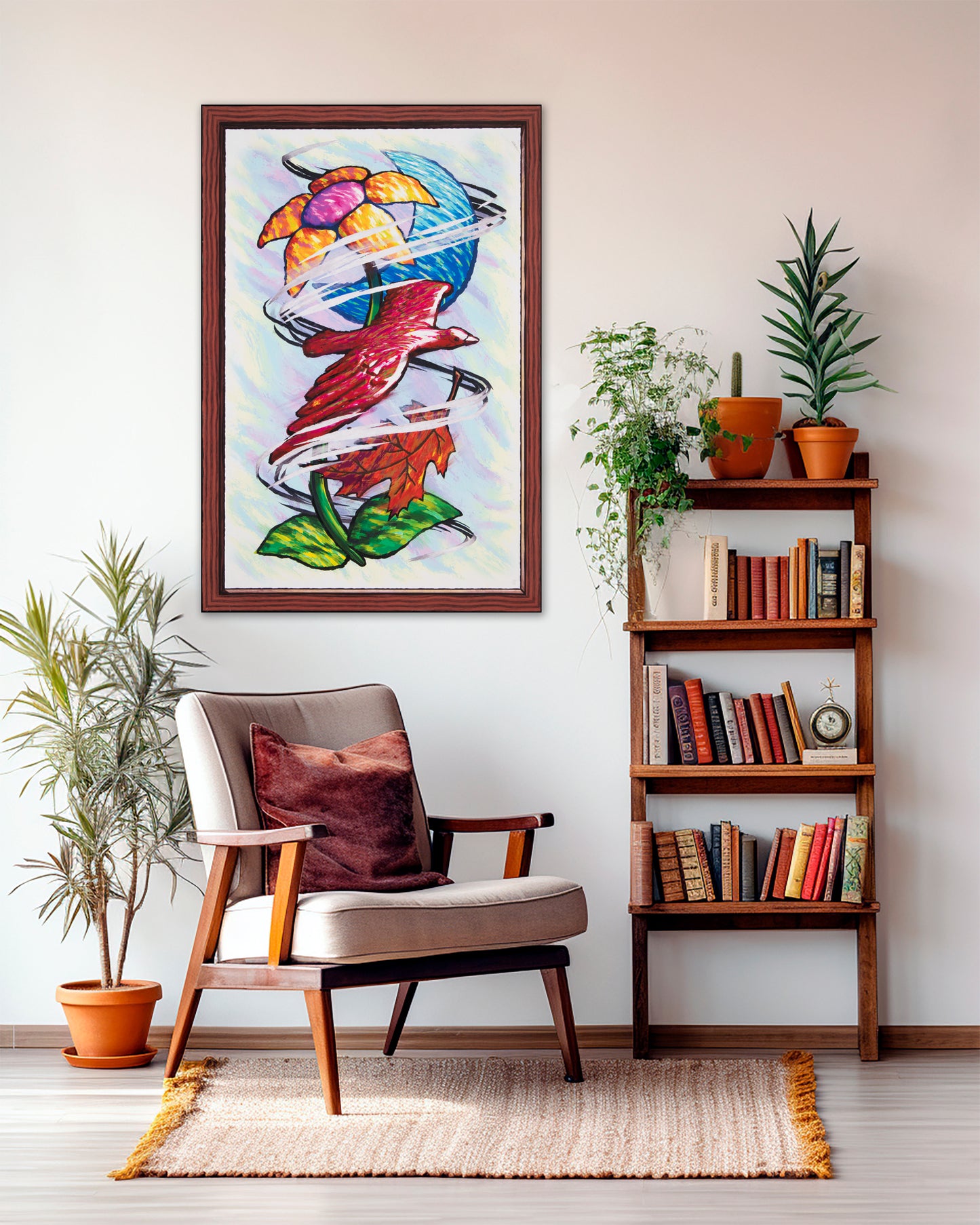 Flower Moon Bird Leaf Wind