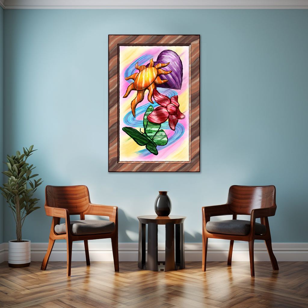 Heart Sun Flower Butterfly - Version 1