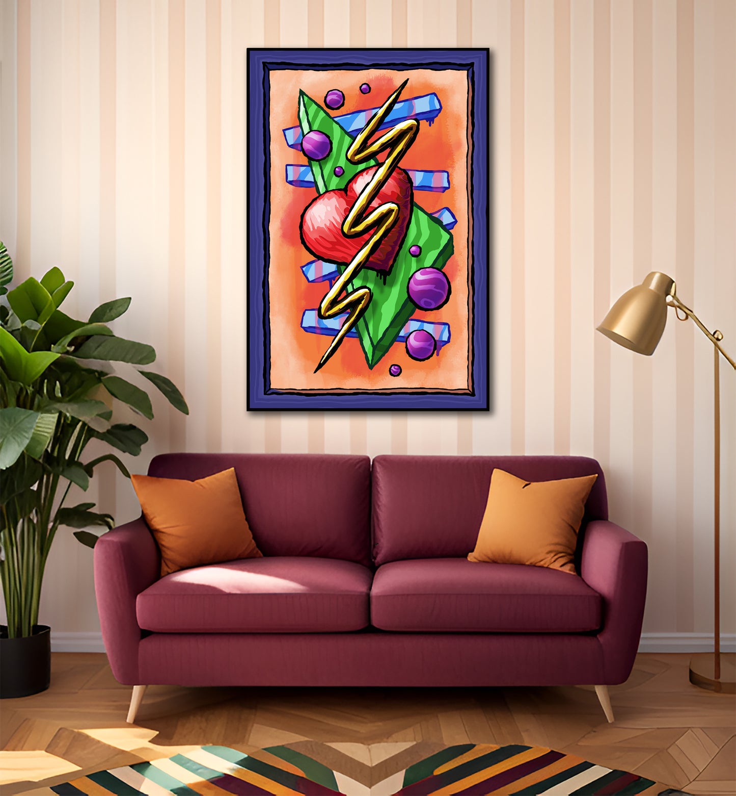 Zigzag Triangle Heart Dots