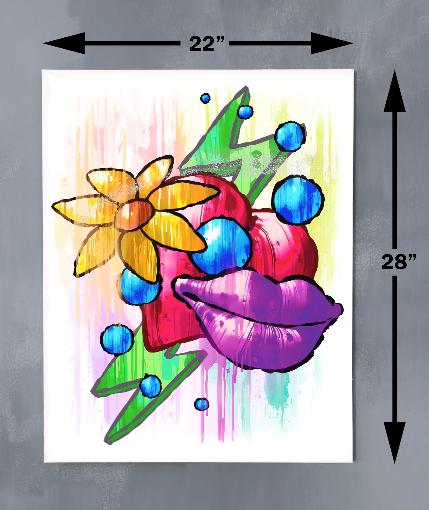 Red Heart Yellow Flower Purple Lips