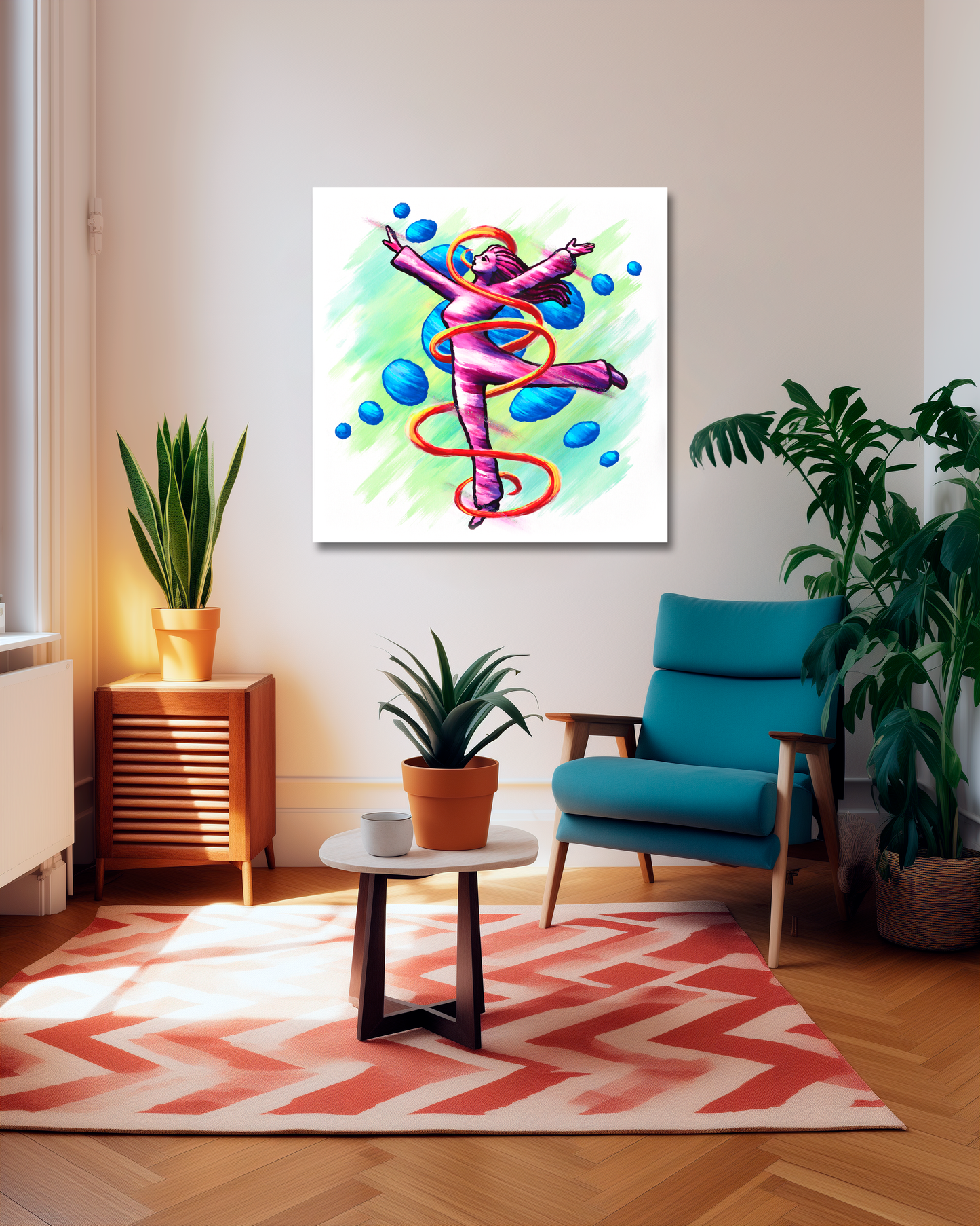 Dancing Woman With Swirlie and Dots