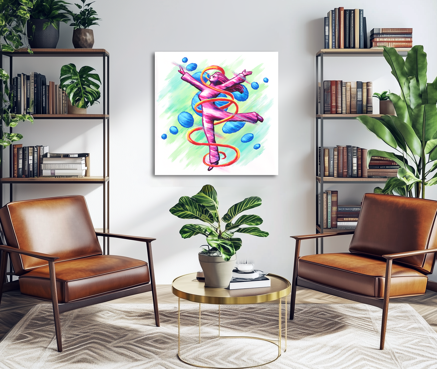 Dancing Woman With Swirlie and Dots