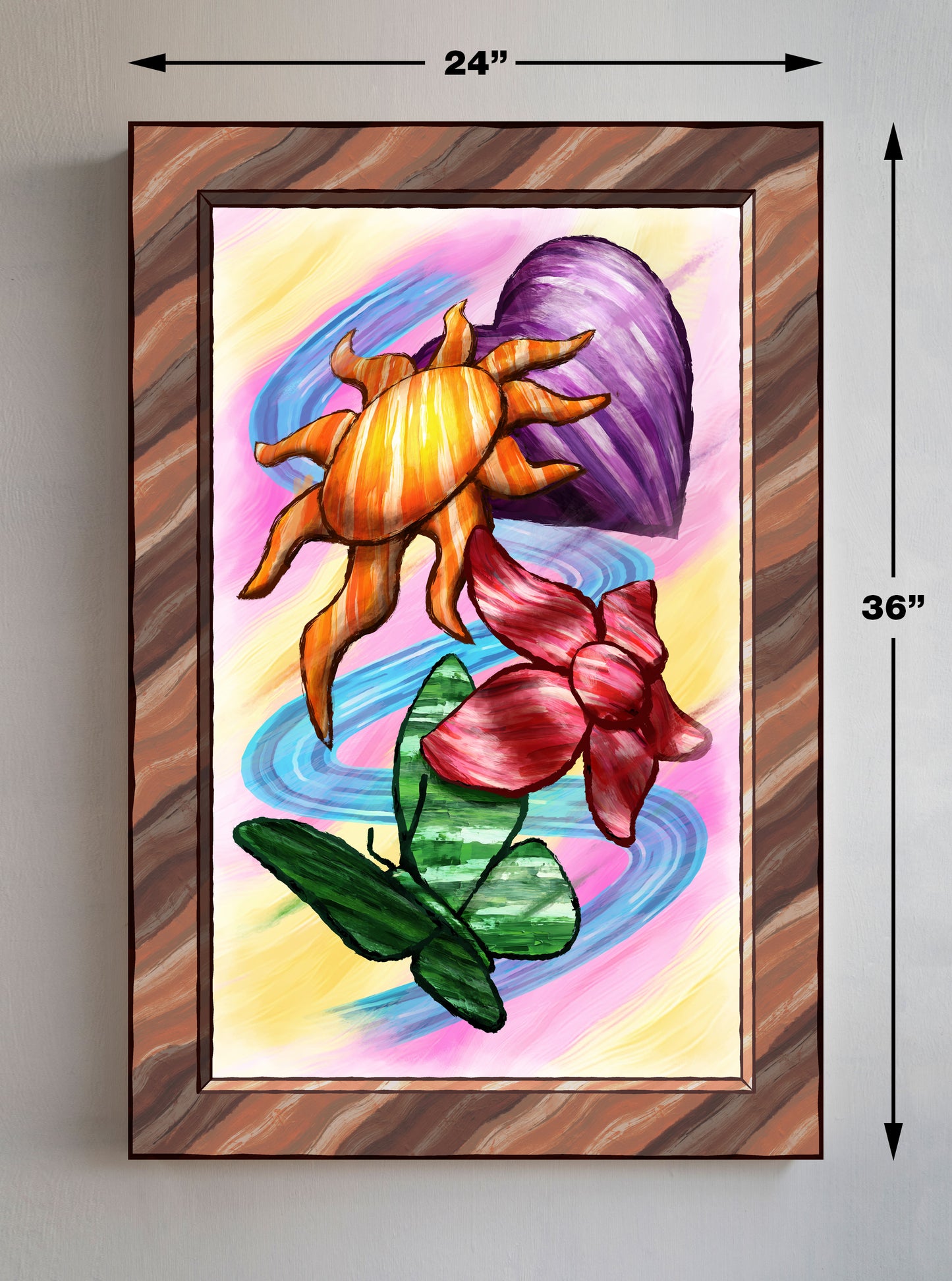 Heart Sun Flower Butterfly - Version 1