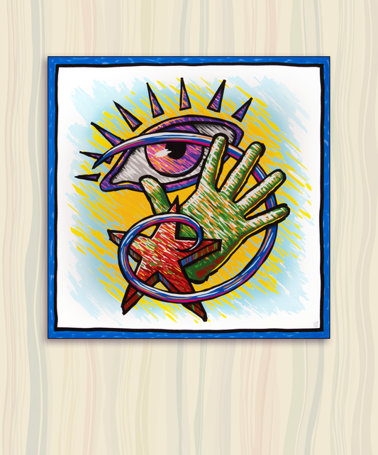 Eye Hand Star Swirl – Surreal Symbolic Pop Art Canvas Print