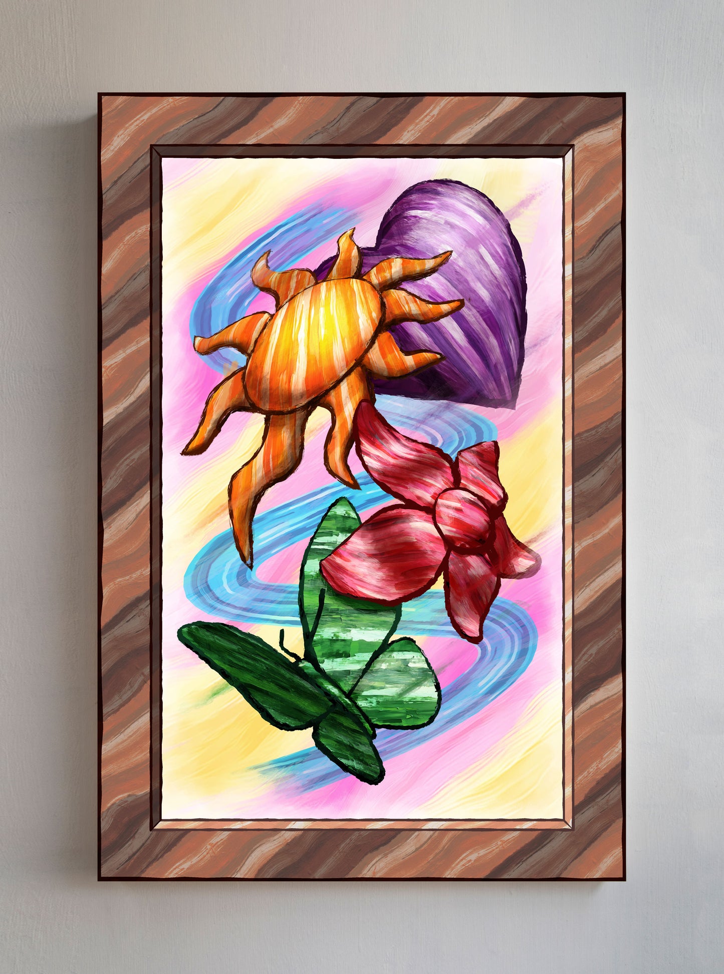 Heart Sun Flower Butterfly - Version 1