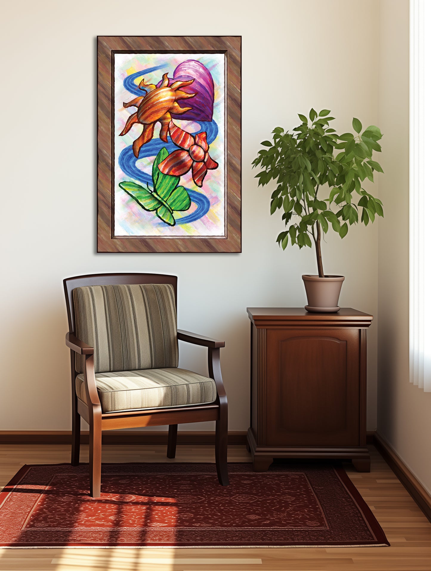 Heart Sun Flower Butterfly - Version 2