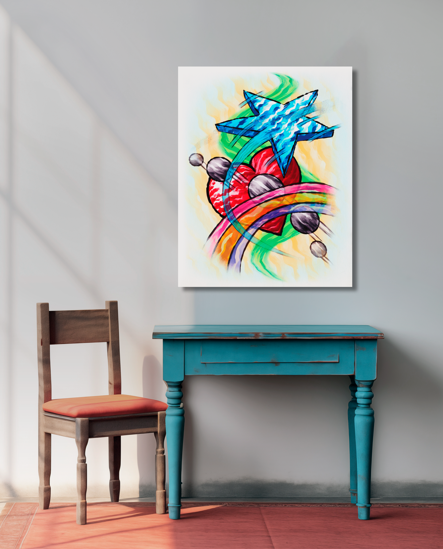 Shooting Star Heart Rainbow