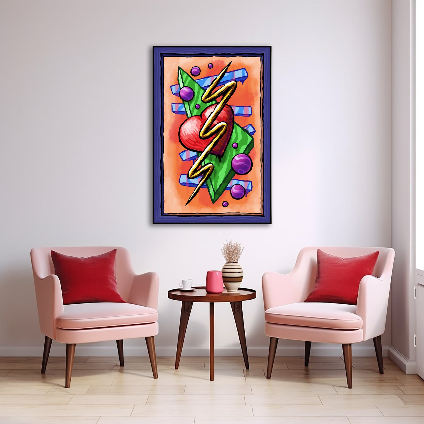 Zigzag Triangle Heart Dots