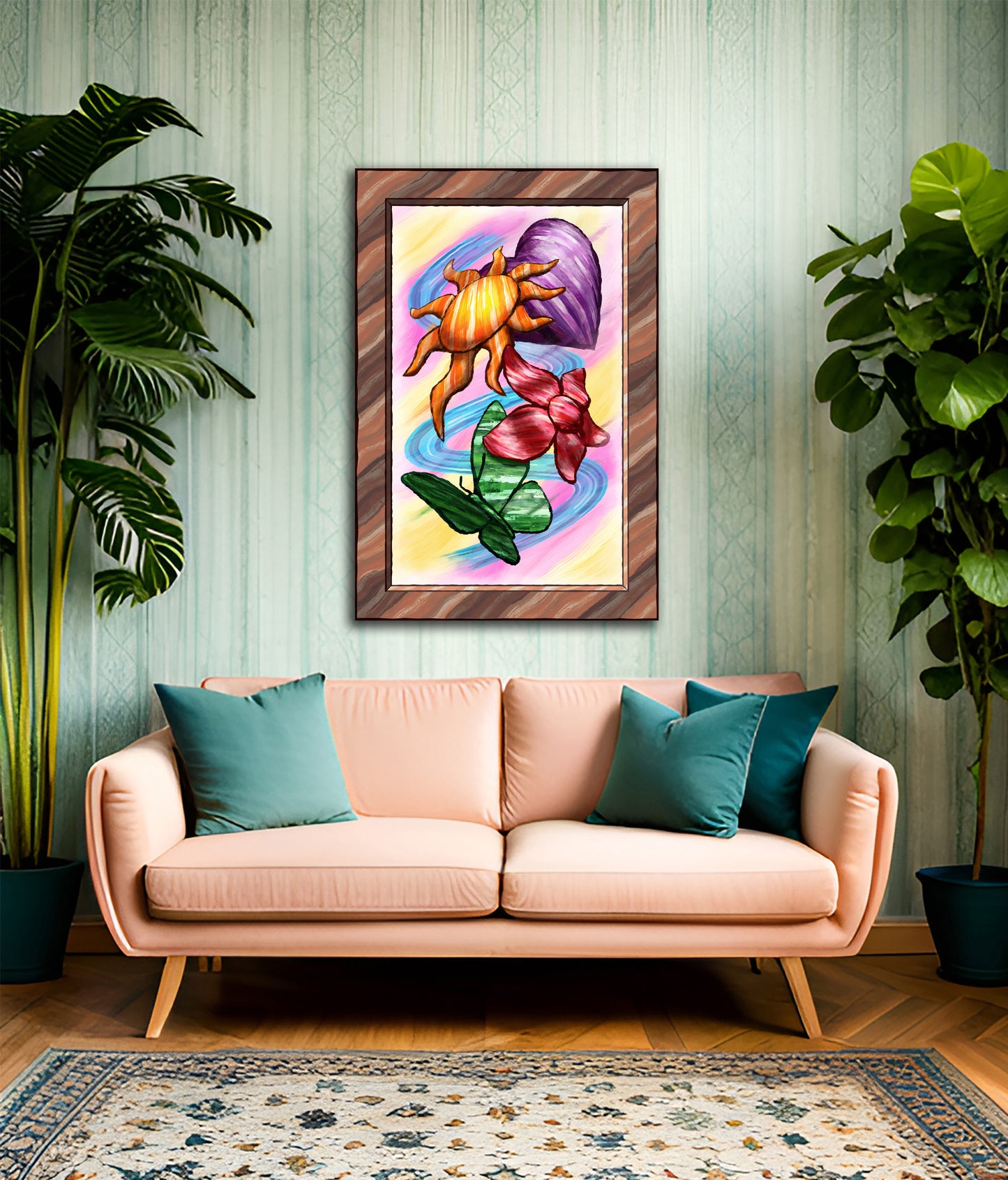 Heart Sun Flower Butterfly - Version 1