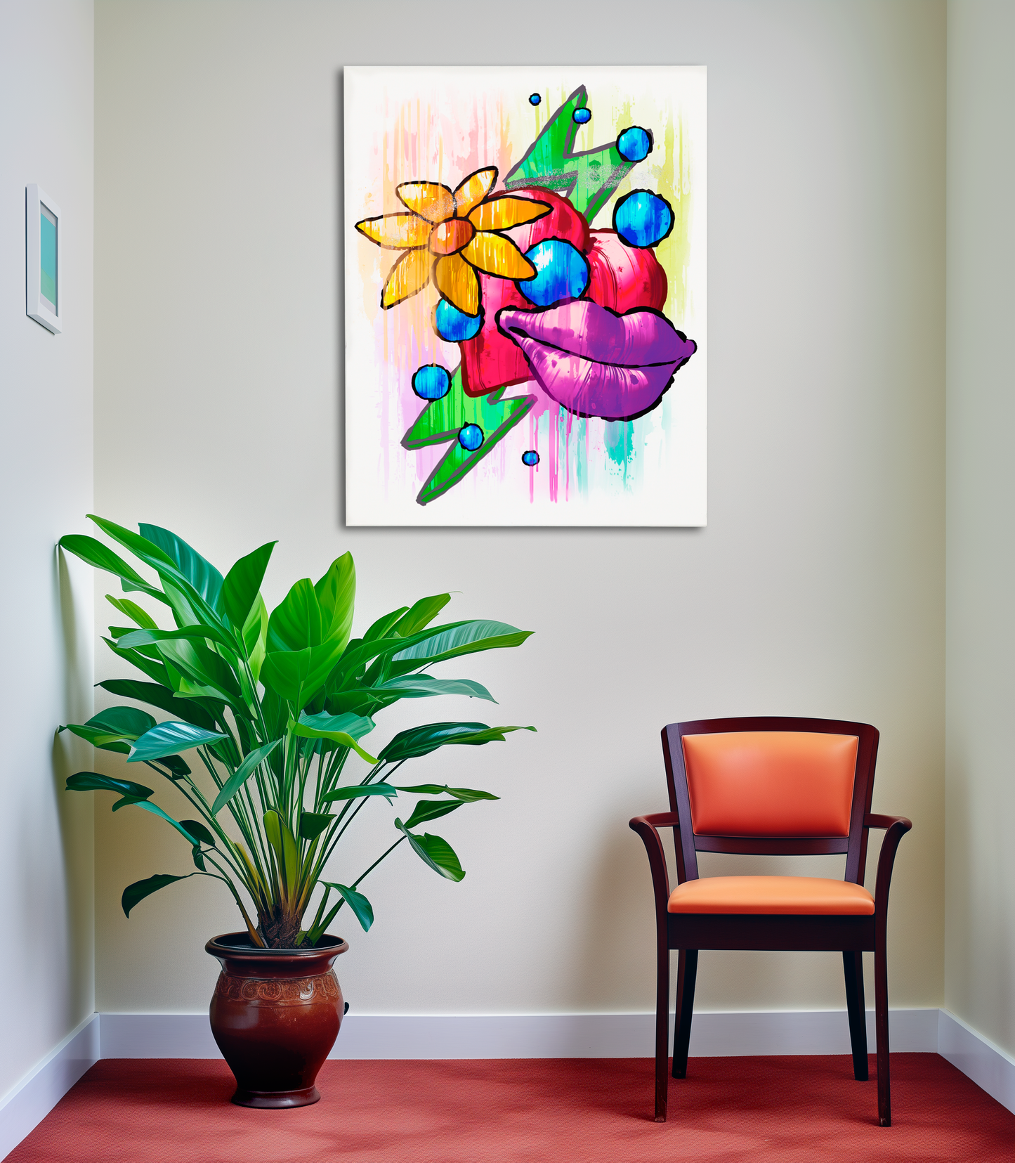 Red Heart Yellow Flower Purple Lips