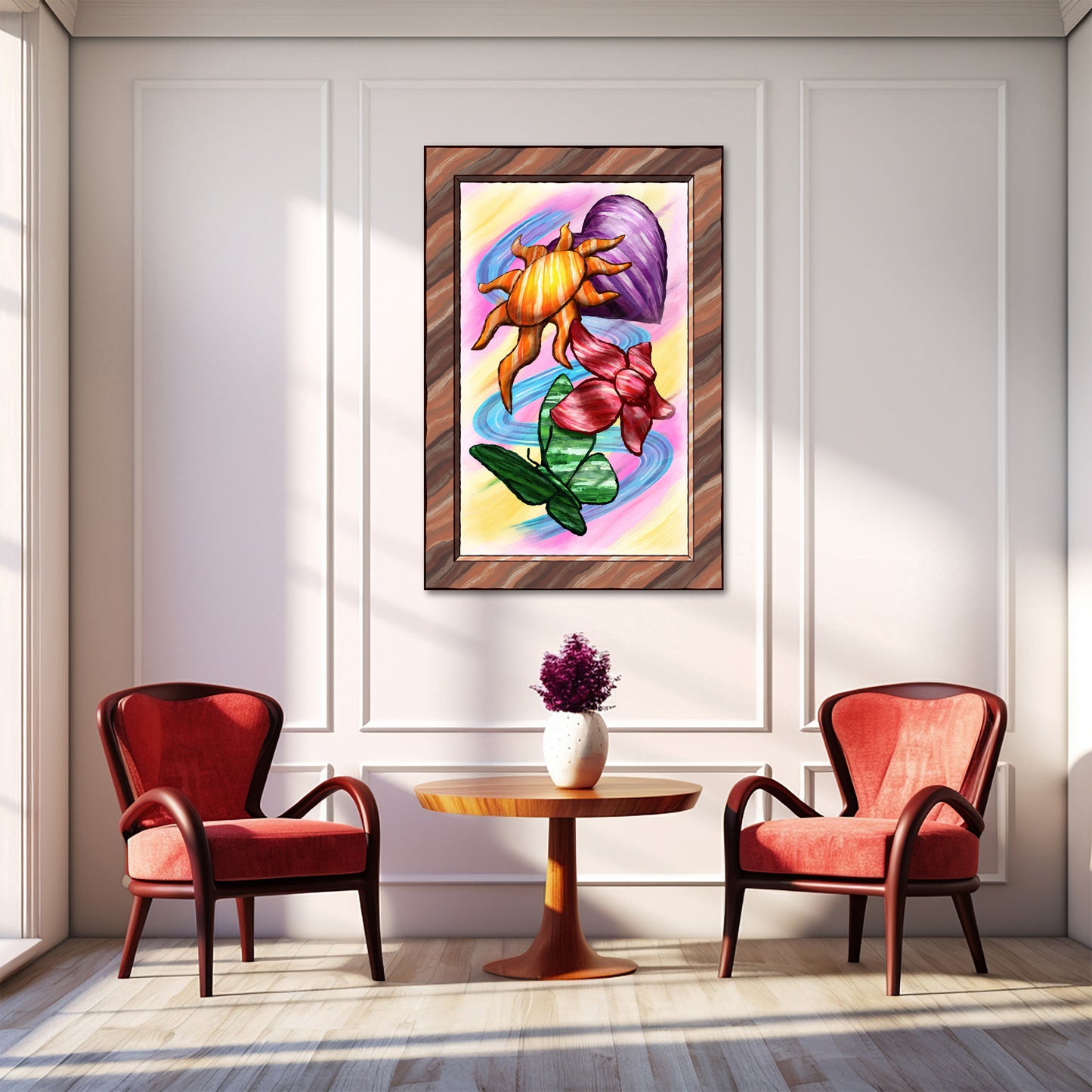 Heart Sun Flower Butterfly - Version 1