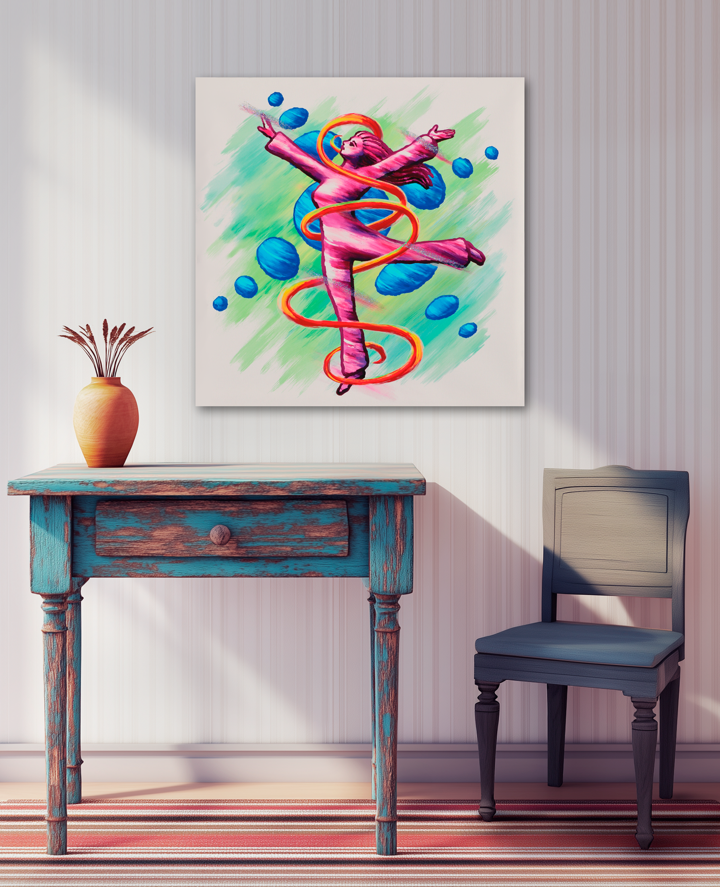Dancing Woman With Swirlie and Dots