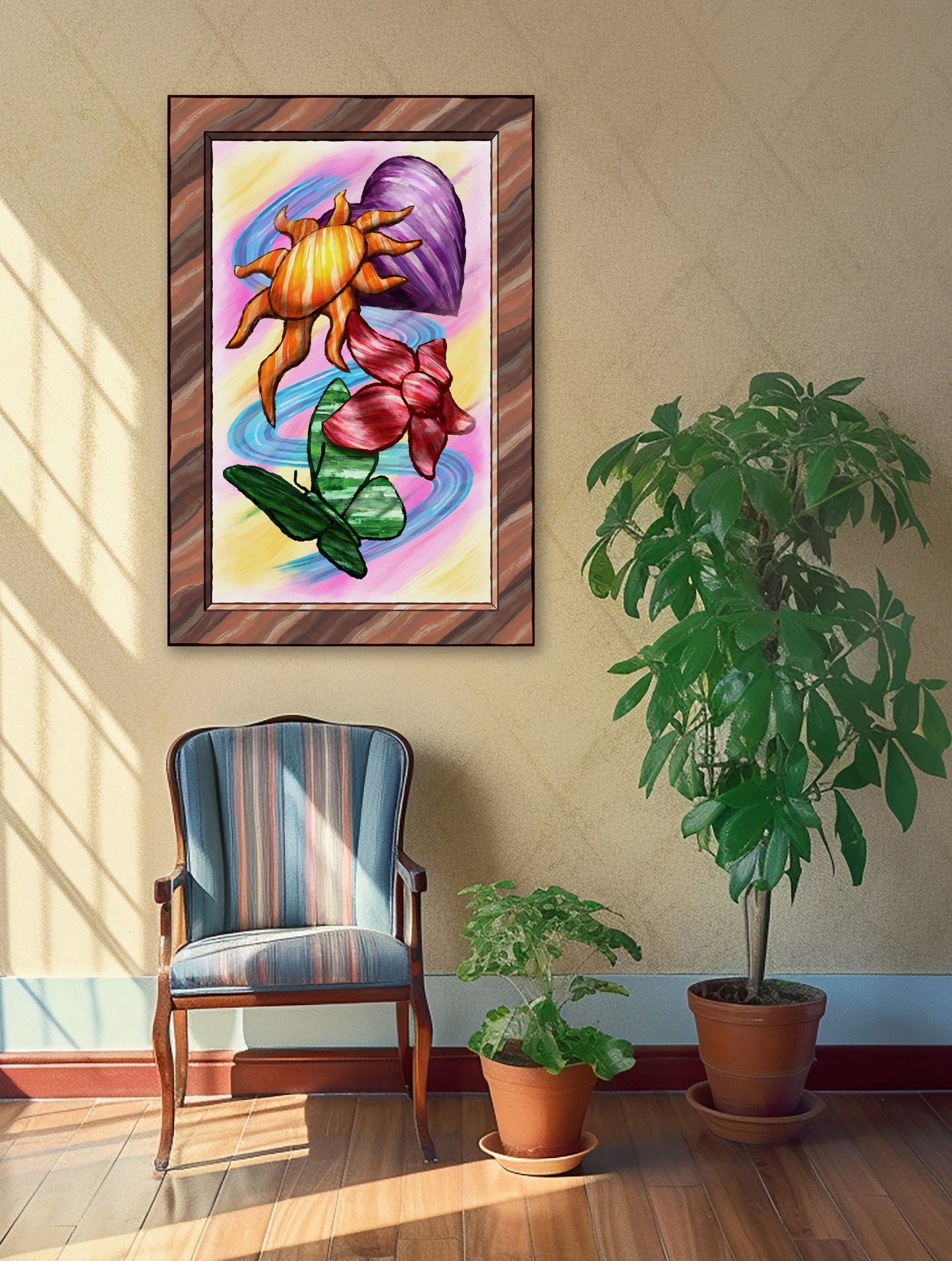 Heart Sun Flower Butterfly - Version 1