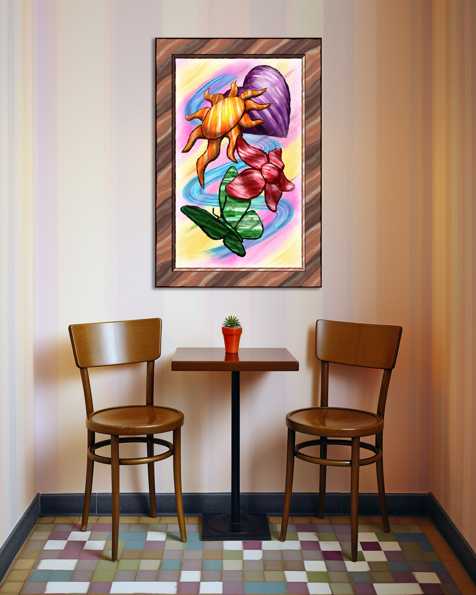 Heart Sun Flower Butterfly - Version 1