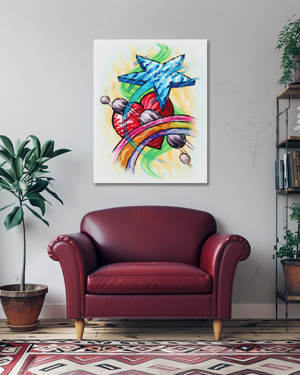 Shooting Star Heart Rainbow