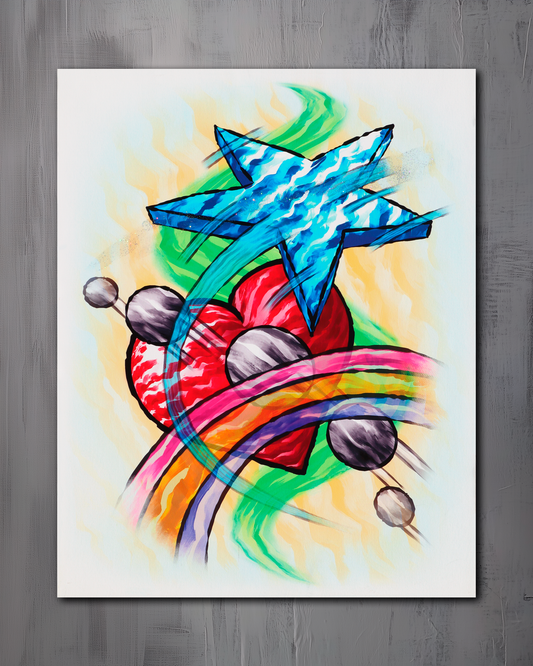 Shooting Star Heart Rainbow