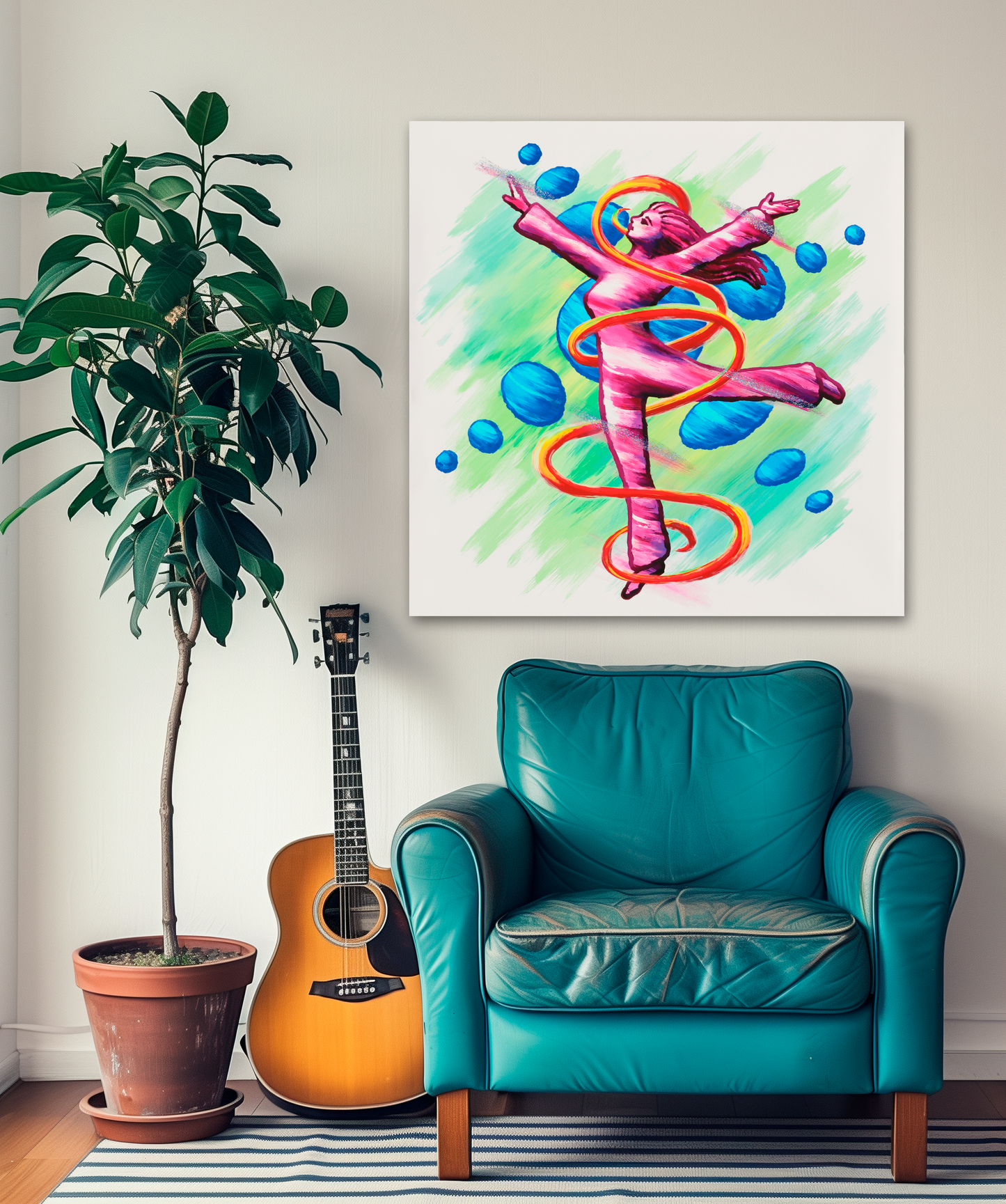 Dancing Woman With Swirlie and Dots