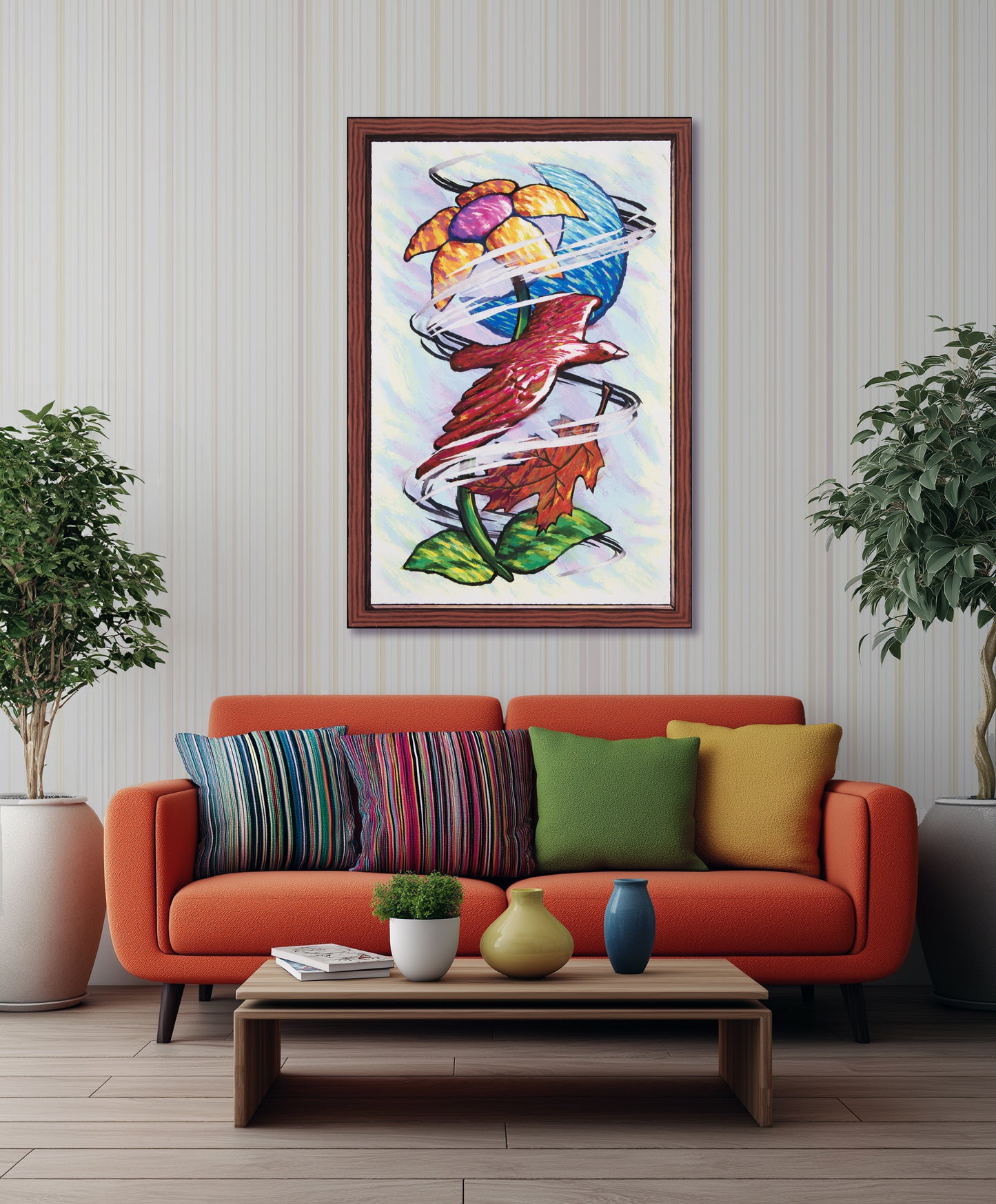 Flower Moon Bird Leaf Wind