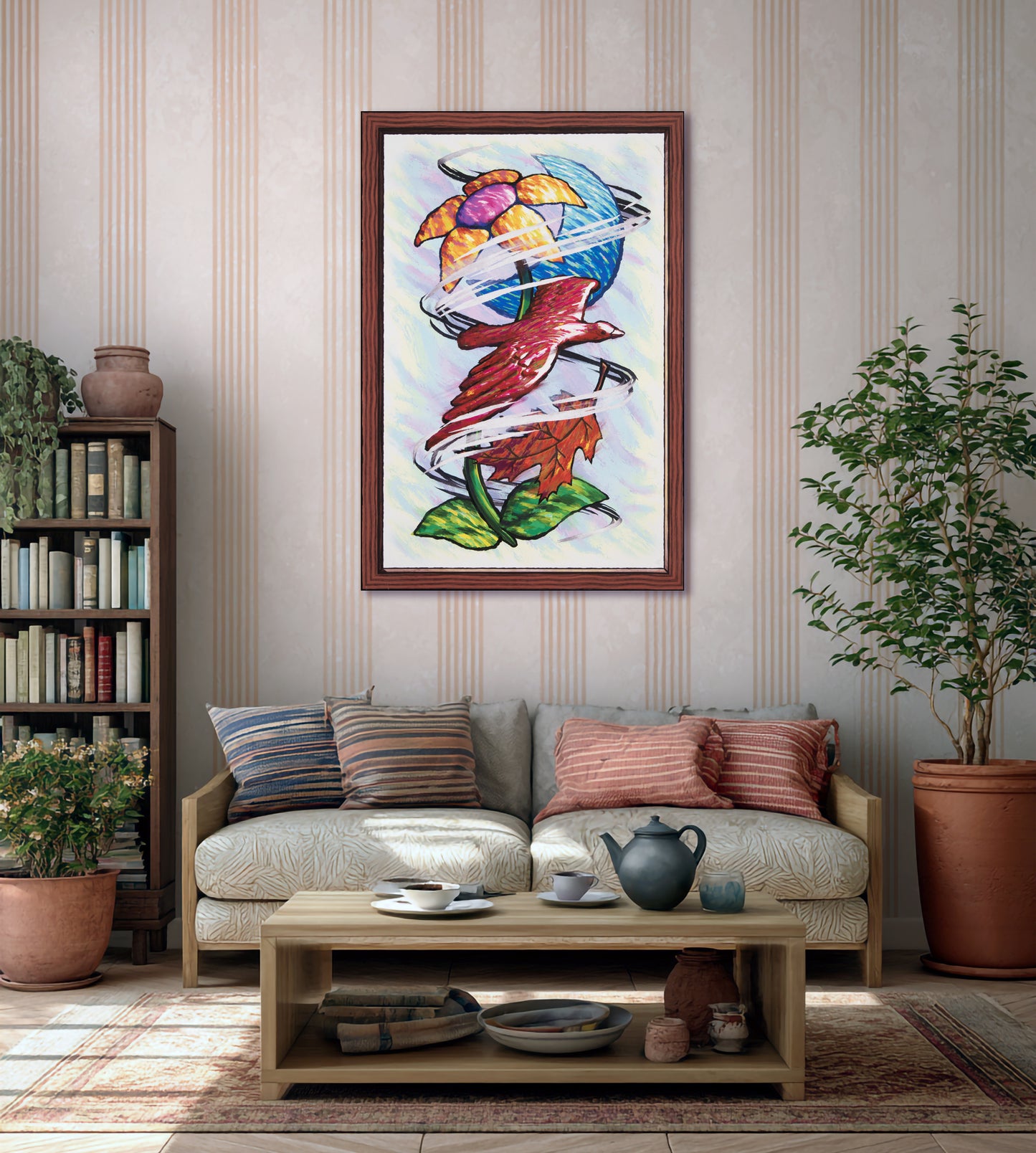 Flower Moon Bird Leaf Wind