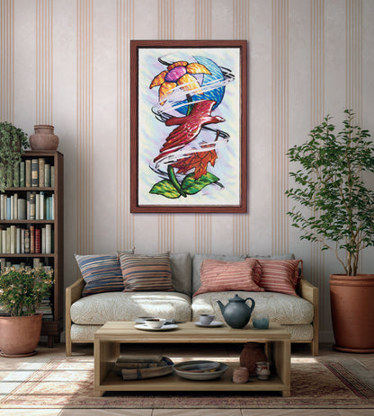 Flower Moon Bird Leaf Wind