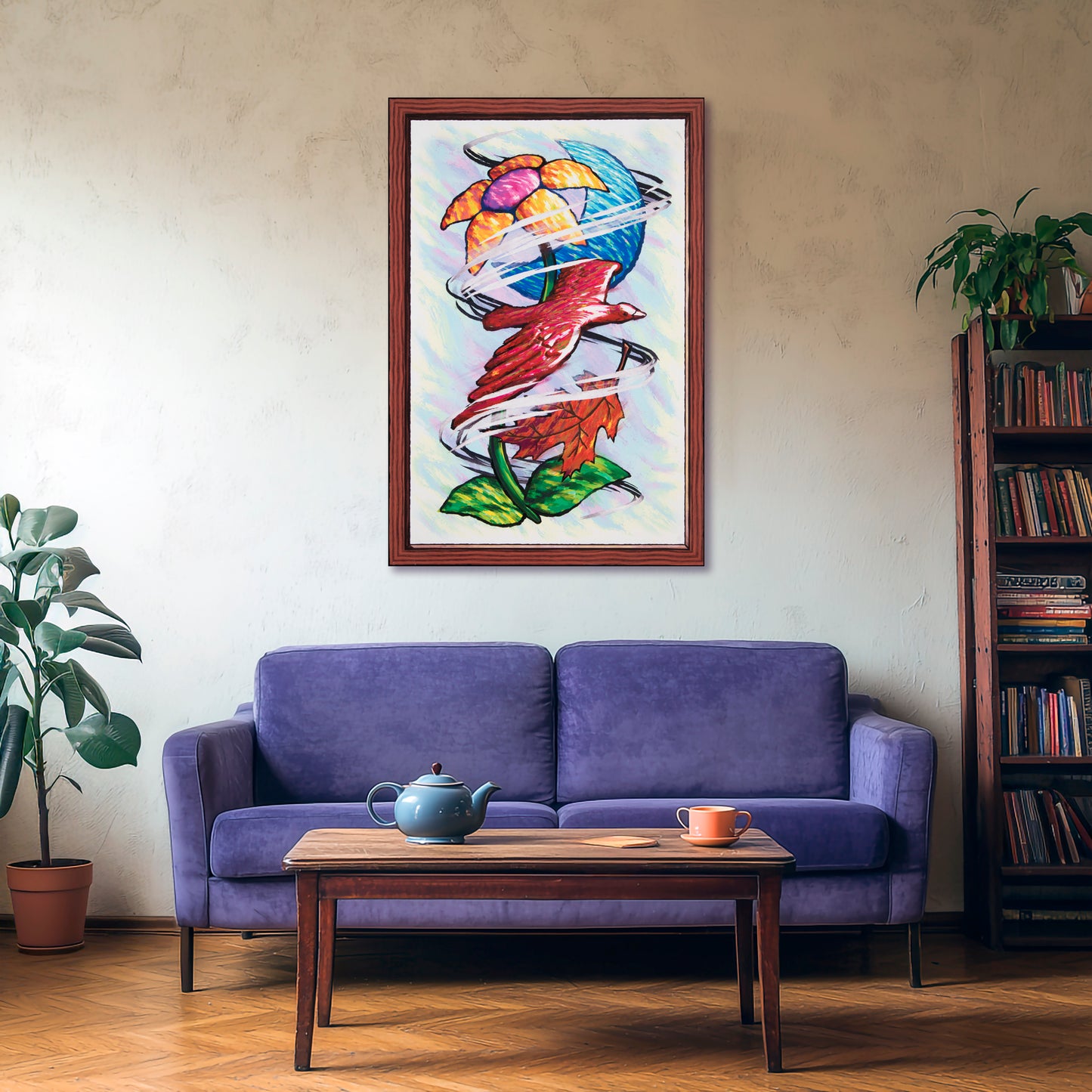 Flower Moon Bird Leaf Wind