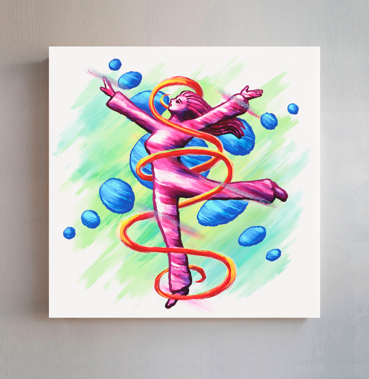 Dancing Woman With Swirlie and Dots