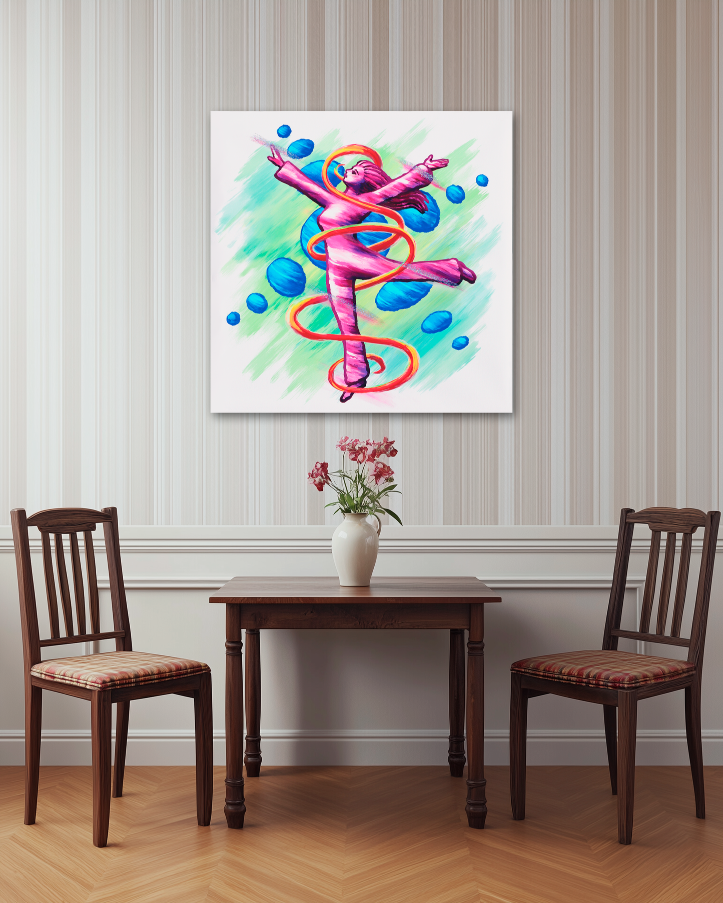 Dancing Woman With Swirlie and Dots