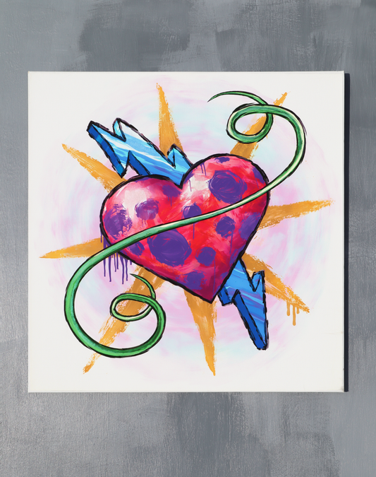 Spotted Heart with Blue Lightning and Green Swirlie