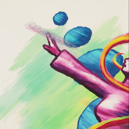 Dancing Woman With Swirlie and Dots