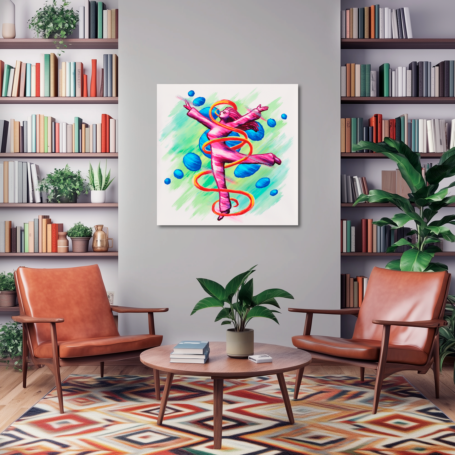 Dancing Woman With Swirlie and Dots