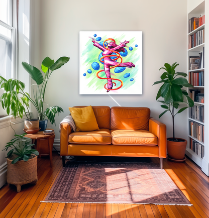 Dancing Woman With Swirlie and Dots