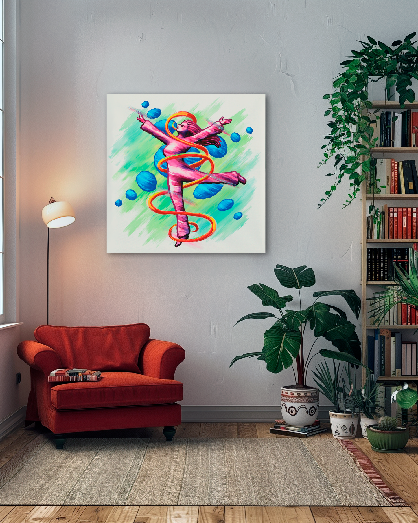 Dancing Woman With Swirlie and Dots